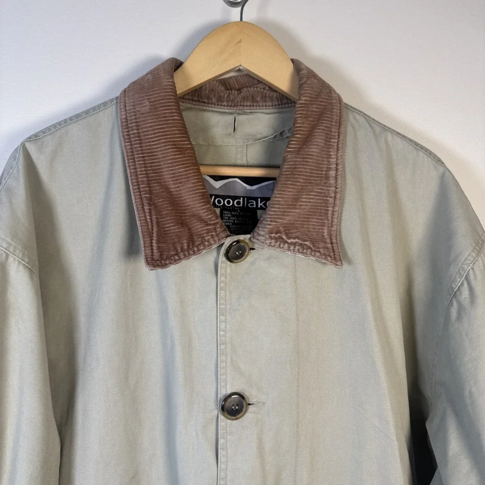 Woodlake Barn Coat Chore Jacket Mens Tan Corduroy Collar Unlined‎ Long Sz Large